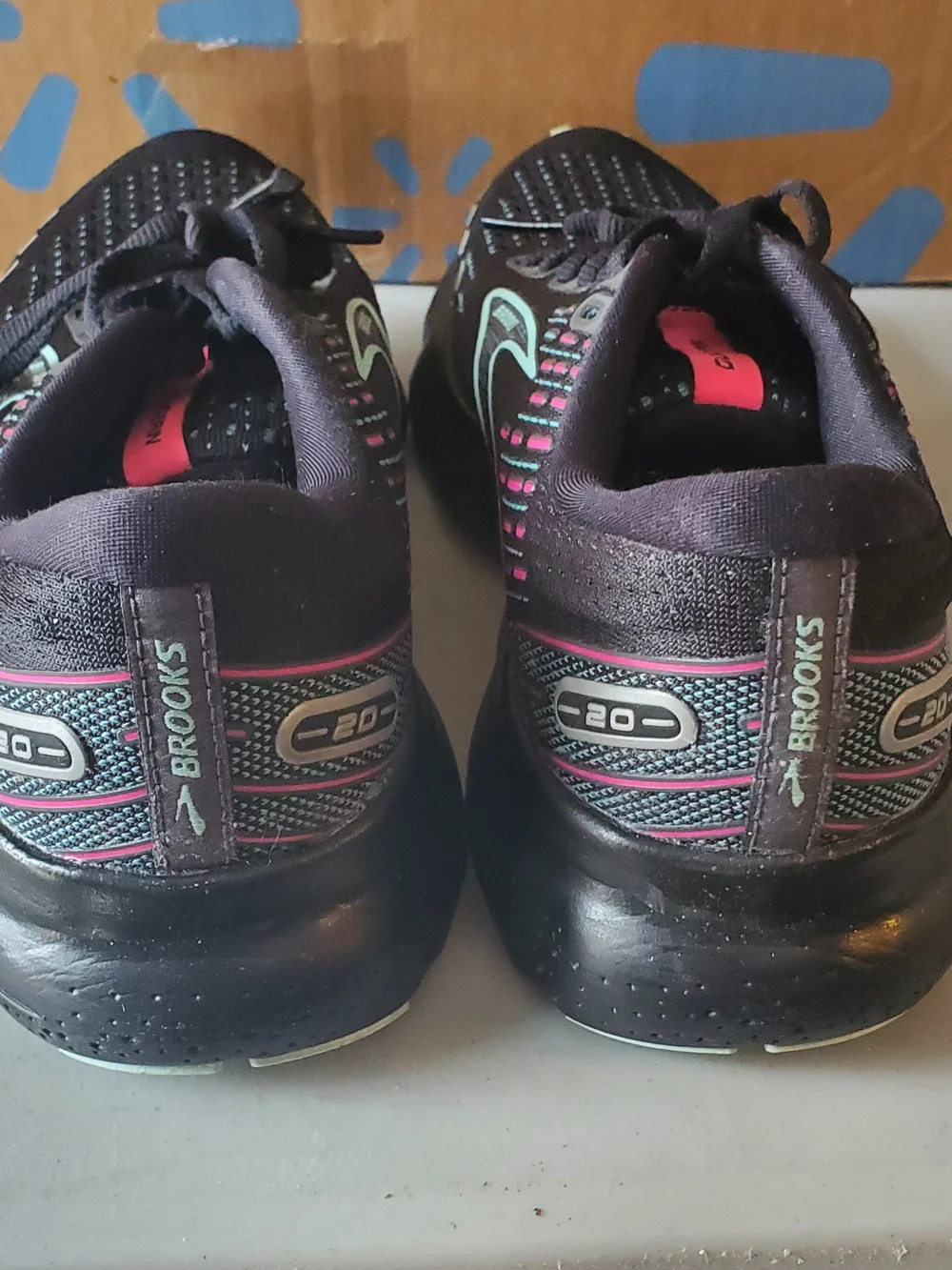 Brooks Glycerin Women's Running Shoes Size7 Black with Teal & Pink